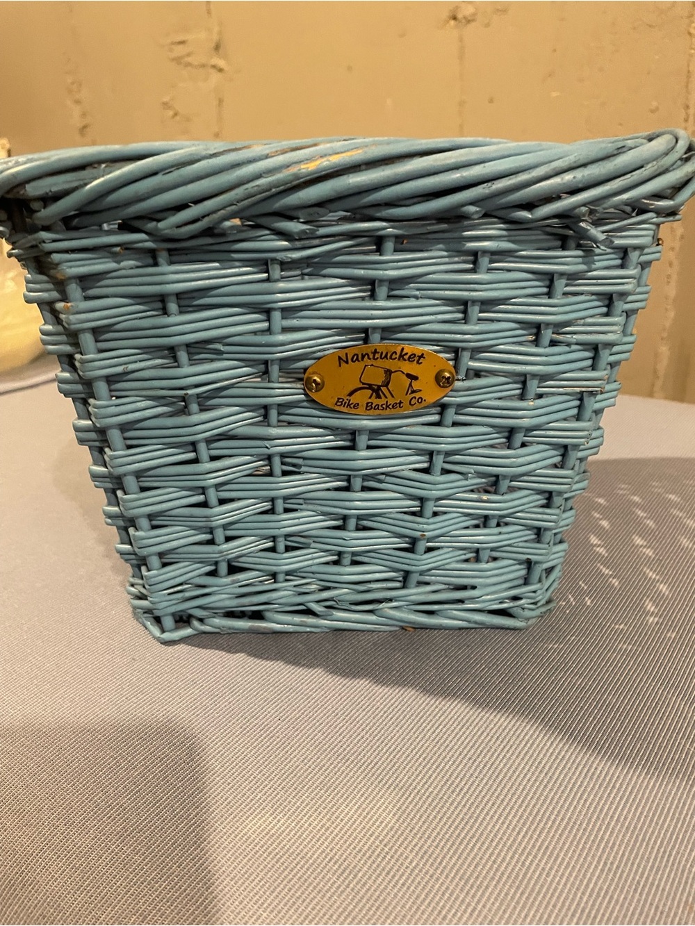 Nantucket bike basket Co. Light Blue Wicker Basket